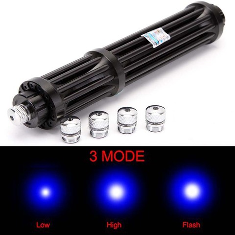 High power Blue Laser 450nm10000m 21cm Focusable Blue Laser Pointers Flashlight Most Powerful burn match candle lit cigarette ► Photo 1/6