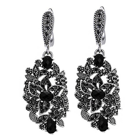 Ajojewel Brand New Vintage Ladies Drop Earrings For Women Jewelry Long Black Crystal Earrings High Quality ► Photo 1/6