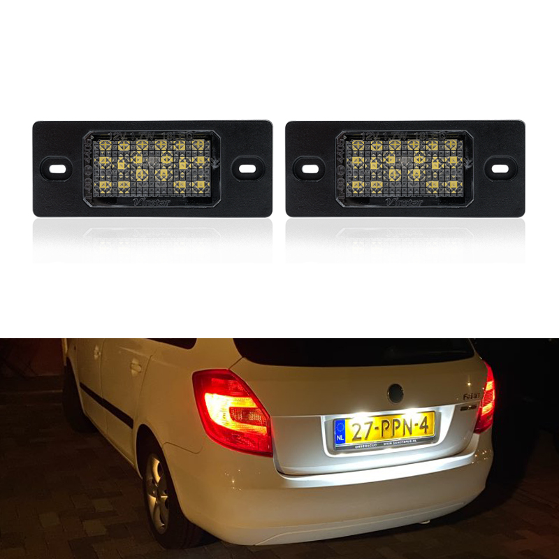 2 LED Bulbs License Plate Lighting White for Skoda Fabia 3