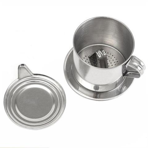 1 Travel Set Of Vietnamese Coffee Filte Steel Sliver Pot Kitchen Coffee Cup Hand Type Press Rushing Tools Drip I1F5 ► Photo 1/6