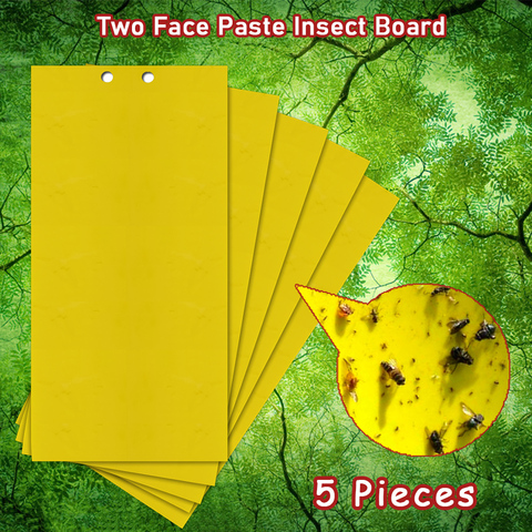 5pcs Two Face Paste Insect Board Double-sided Bug Fly Stickers Glue Board Adhesive Traps Yellow Sticky Insect Catcher Flycatcher ► Photo 1/6