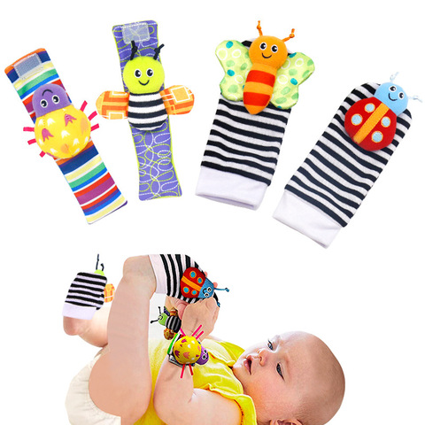 1PCS New Cute Animal Infant Baby Kids Hand Wrist Bell Foot Sock Rattles Soft Lovely Cartoon Colorful Plush Cloth Newborn Toy ► Photo 1/5