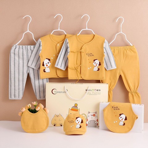 7 Pieces Newborn Clothes Baby Gifts Pure Cotton Baby Set 0-12 Months Kids Suit Sets For Baby Girls Boys Unisex Without Boxes ► Photo 1/1