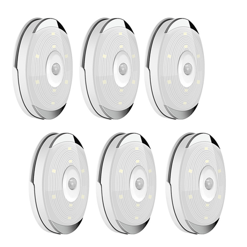 PIR Motion Sensor Under Cabinet LED Kitchen Lights Battery Night Lamp Stairs/Closet/Wardrobe Lighting LED Puck Lights Warm White ► Photo 1/6