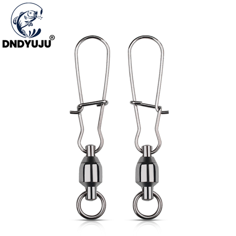 DNDYUJU 5/10PCS Fishing Accessories Connector Pin Bearing Rolling With Hooked Swivel Stainless Steel Snap Fishhook Lure ► Photo 1/6