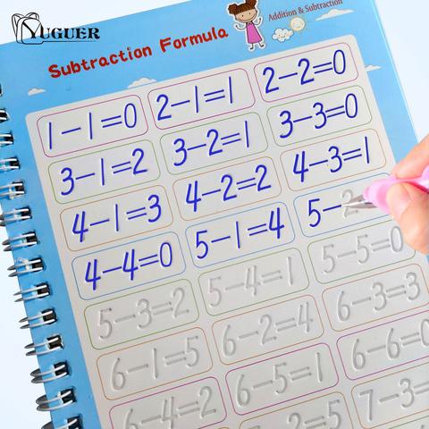 Children Educational 3D Exercise Book Reusable Copybook For Calligraphy Digital Learning Arithmetic Math Writing Books For Kids ► Photo 1/6