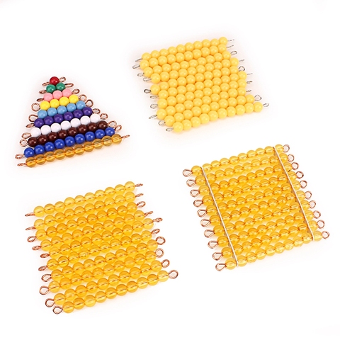 Montessori Materials Math Toys Orange Golden Plastic Pearls Colorful Beads Stair Golden Beads Digital Number 1-10 Kids Preschool Counting  Math Toys for Children Mathematics Boys Girls ► Photo 1/6