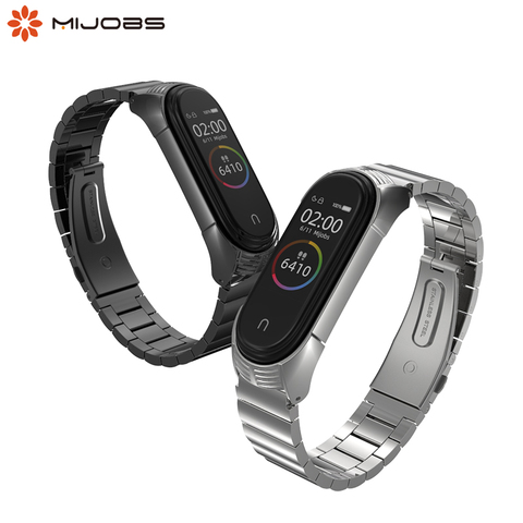 Mi band 5 Strap Metal Stainless Steel For Xiaomi Mi Band 3 4 Wrist Bracelet Miband 3  Wristband smart band Pulsera for Miband 5 ► Photo 1/6