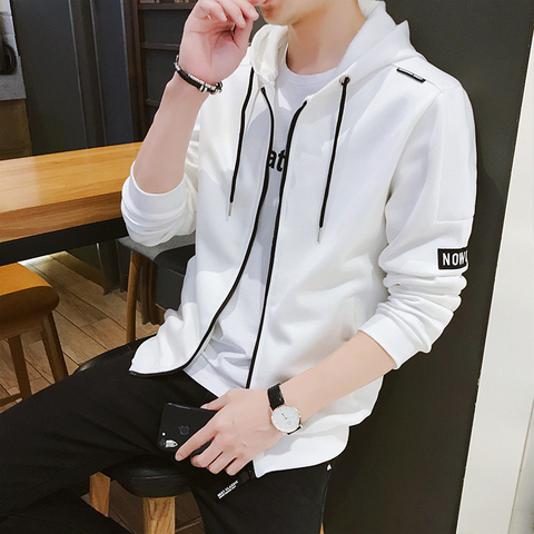 Korea Style White Sweatshirts Men Hoodies Argyle Hoodies Dress Hooded Homme Zipper Streetwear Hip Hop Clothing Male OverSize 4XL ► Photo 1/6