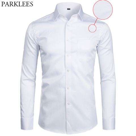 White Business Dress Shirt Men Fashion Slim Fit Long Sleeve Soild Casual Shirts Mens Working Office Wear Shirt With Pocket S-8XL ► Photo 1/6