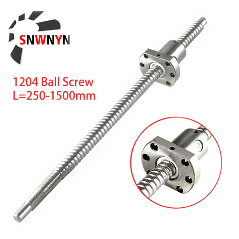 FREE SHIPPING Machined 1204 Ball Screw SFU1204 250 300 500 600 800 1000mm C7 Roller Ballscrew With Single Ball Nut For CNC Parts ► Photo 1/6