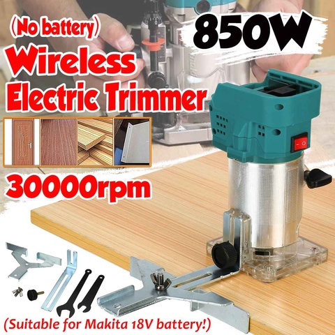 Cordless Electric Trimmer Wood hand trimmer Engraving Slotting Trimming Carving Machine Router Wood 850W for Makita 18V battery ► Photo 1/6