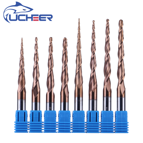 UCHEER discount 1set 6mm Taper Ball Nose End Mill Tungsten solid carbide Coated cnc milling cutter woodworking engraving bit ► Photo 1/5