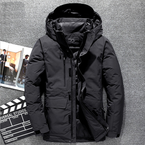 Top Quality White Duck Down Jacket Men Thick Winter 2022 NEW Hat Detached Warm Parka Waterproof Windproof -30 degrees 3069 ► Photo 1/6