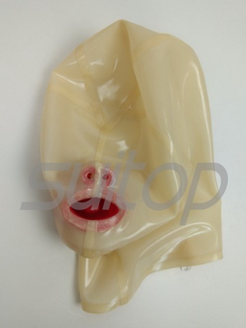 New Suitop Attached mouthpiece and nose tube transparent adults' latex hood bdsm made of 0.4mm thickness natural latex materials ► Photo 1/4