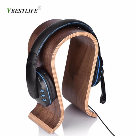 VBESTLIFE U Shape Wooden Headphones Stand Holder Universal for Sony Headset Desk Display Shelf Rack Hanger Stand Bracket for AKG ► Photo 1/6