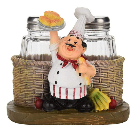 Salt Bottle Holder ,Pepper Bottle Holder,Chef Adornment,Kitchen Resin Ornaments,Chef Statue Sculpture for Collectible Figurine ► Photo 1/4