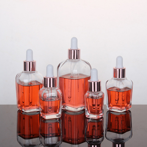 10ml-100ml Tubes Transparent Dropper Glass Aromatherapy Liquid for Essential Massage Oil Pipette Refillable Bottles Rose Gold ► Photo 1/6