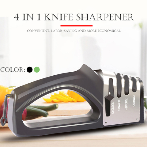 Knife Sharpener 4 in 1 Diamond Coated&Fine Rod Knife Shears and Scissors Sharpening stone System Stainless Steel Blades #3 ► Photo 1/6