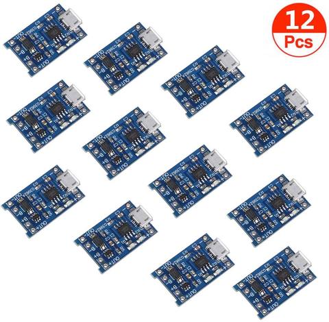 12pcs TP4056 Charging Module 5V Micro USB 1A 18650 Lithium Battery Charging Board with Protection Charger Module ► Photo 1/5