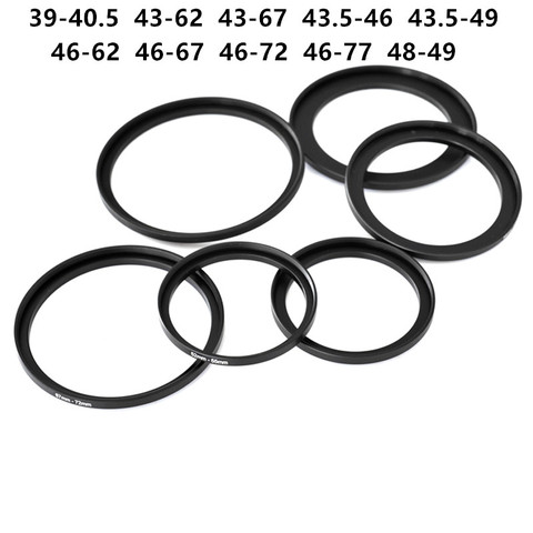 39-40.5 43-62 43-67 43.5-46 43.5-49 46-62 46-67 46-72 46-77 48-49mm Metal Step Up Rings Lens Adapter Filter Set ► Photo 1/6