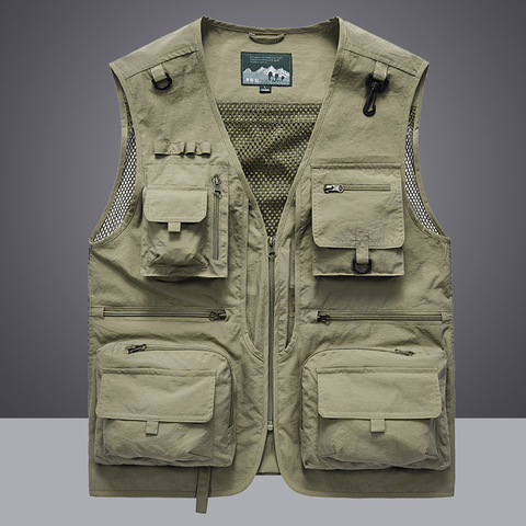 Summer Men Unloading Tactical Vest Coat Casual Men's Photographer Waistcoat Mesh Work Sleeveless Jacket Tools Pocket Vest 5XL ► Photo 1/6