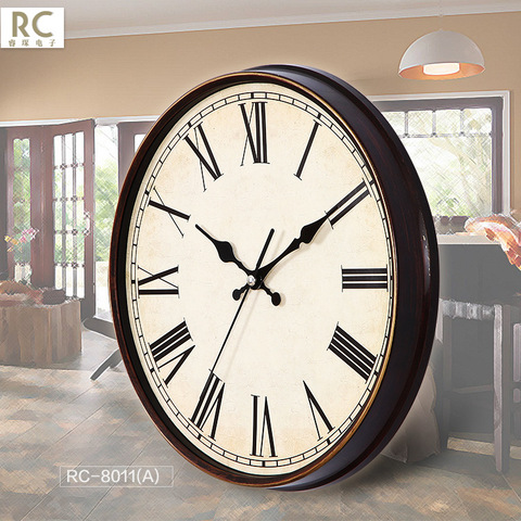 European Retro Wall Clock Metal Shabby Chic Clock Mechanism Watch Home Hanging Clocks Living Room Bedroom Silent Saat Gift FZ490 ► Photo 1/6