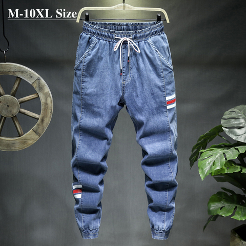 Plus Size 7XL 8XL 9XL 10XL Men's Jeans Fashion Casual Jogger Harem Denim Pants 3 Colors Hip Hop Splice Slim Male Trousers ► Photo 1/6