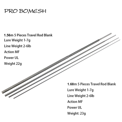 Pro Bomesh 1 Set UL 1.56m 5FT2 1.68m 5FT6 5 Section Kevlar Wrap Carbon Fiber Travel Trout Rod Blank DIY Building Component Cane ► Photo 1/6