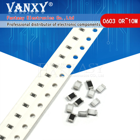 100pcs 0603 SMD 1/8W chip resistor resistors 0 ohm ~ 10M 0R 1K 4.7K 4K7 10K 100K 1 10 100 220 330 ohm 0R 1R 10R 100R 220R 330R ► Photo 1/3