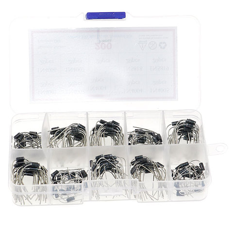 200pcs 10Values x20 Rectifier Diode Schottky Assortment Electronic Kit 1N4001~1N4007 1N5817 1N5818 1N5819 With Storage Box ► Photo 1/5