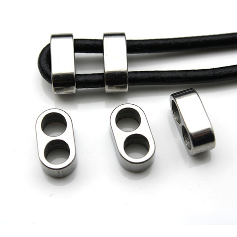 4pcs Stainless Steel Double Hole Spacer Beads Fit 5mm Leather Rope Bracelet Slide Charm Beads for Jewelry Making DIY Accessories ► Photo 1/3