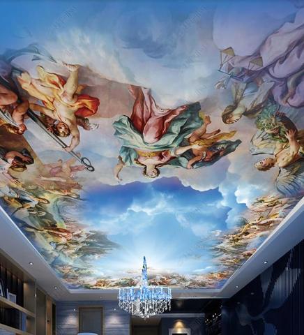 Custom Blue sky and white clouds 3D Ceiling Hotel Living room bedroom Wallpaper For Walls 3D Ceiling Waterproof Wallpaper 2022 ► Photo 1/4