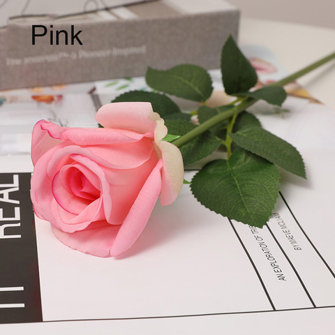 5pcs Single Branch Real Touch Moisturizing Rose Artificial Flowers Decoration Home Bride Hand Hold Fake Flowers Wedding Decor ► Photo 1/6
