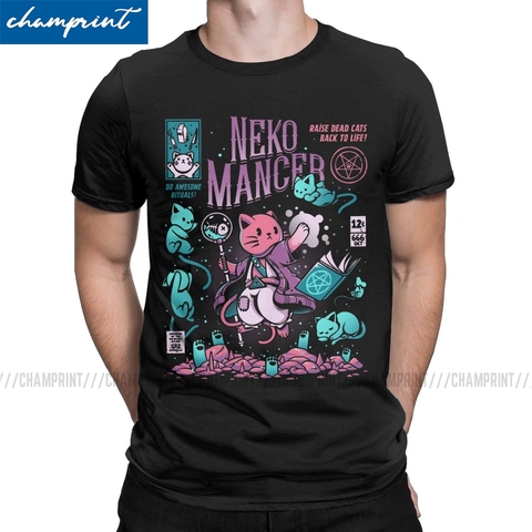 Nekomancer Tee Shirt Neko Mancer Vaporwave Aesthetic Top Dead Cats Back To Life Gothic Witch T-Shirts for Men 2022 Printed ► Photo 1/6