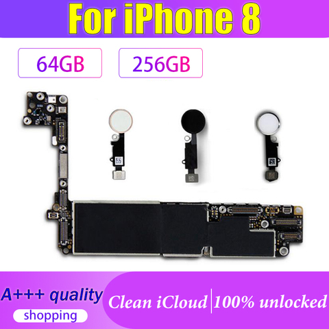 100% Original for IPhone 8 motherboard with/without Touch ID Unlocked Mainboard 64GB 256GB for iphone 8 logic board IOS System ► Photo 1/2