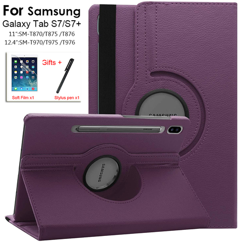 For Samsung Galaxy Tab S7 11/12.4 inch Case SM-T870 T7875 SM-T970 T975 Tablet Cover 360 Rotating Bracket Flip Leather Cover ► Photo 1/6