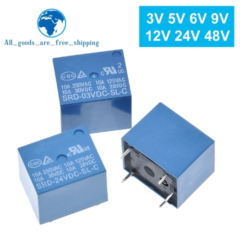 10pcs Relays SRD-03VDC-SL-C SRD-05VDC-SL-C SRD-06VDC-SL-C SRD-09VDC-SL-C SRD-12VDC-SL-C 3V 5V 6V 9V 12V 24V 48V 10A 250VAC 5PIN ► Photo 1/1