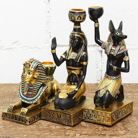 Vintage Egyptian Goddess Figurine Candle Holder Candlestick Home Desktop Decor Creative Resin Art Craft Office Table Decoration ► Photo 1/6