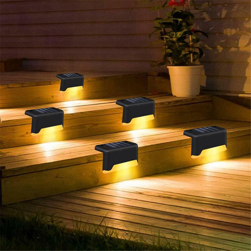 LED Solar Power Wall Light Garden Outdoor Step Stair Deck Lights Lamp Waterproof 