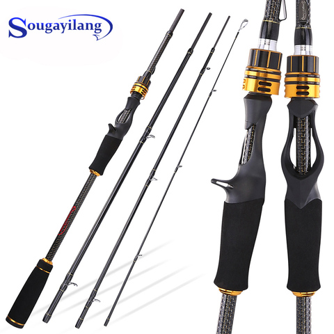 Sougayilang1.8m 2.1m 2.4m ML/M/MH Carbon Fiber Fishing Rod 4 Sections Travel Ultra Casting Rod 10g-30g Lure Rod Fishing Pole ► Photo 1/6