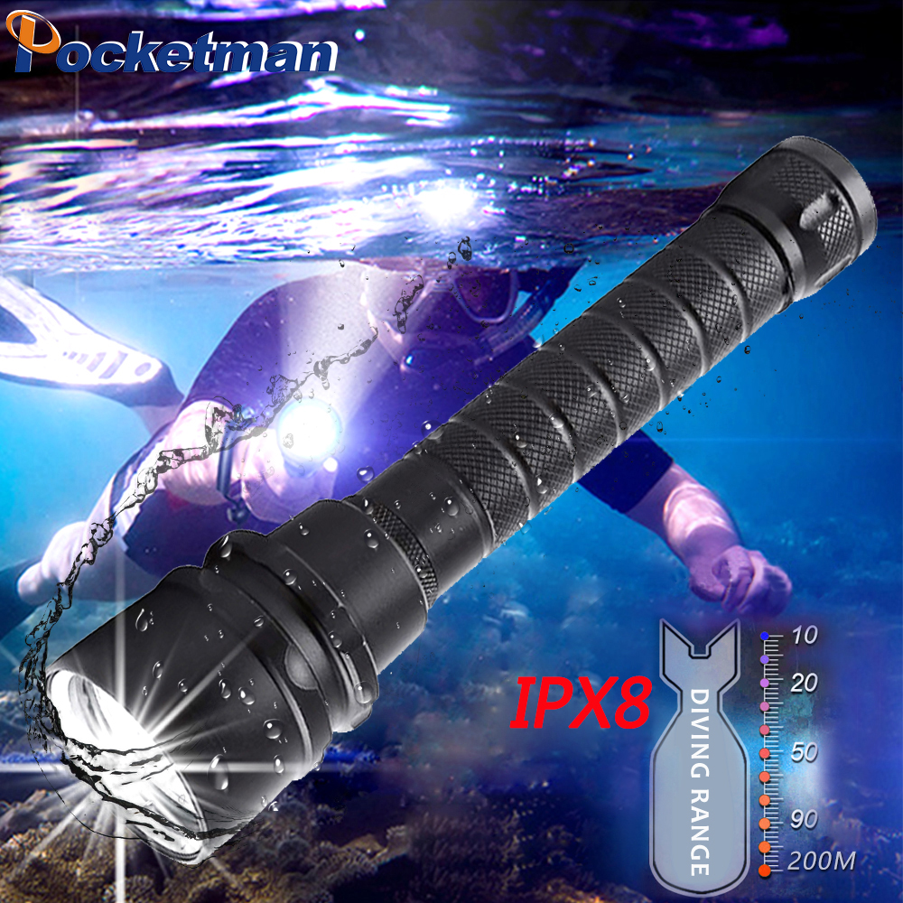 New Professional LED Diving Flashlight Waterproof Underwater Scuba Diver Torch~Y