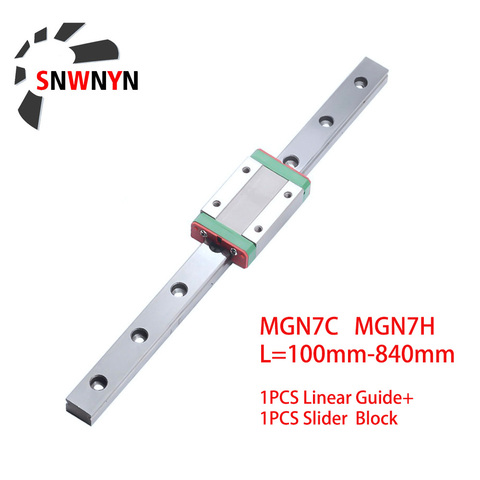 MGN7 100 200 300 350 400 450 500 800 840mm Miniature Linear Rail Slide 1pc MGN7 Linear Guide+1pc MGN7H/MGN7C Carriage CNC Parts ► Photo 1/6