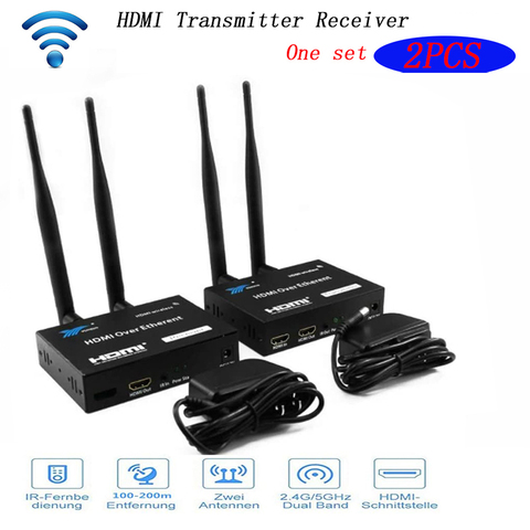 200M 5GHz IR WiFi Wireless Transmission System HDMI Extender Extension Transmitter Receiver Video Converter PC To TV HDMI Sender ► Photo 1/6
