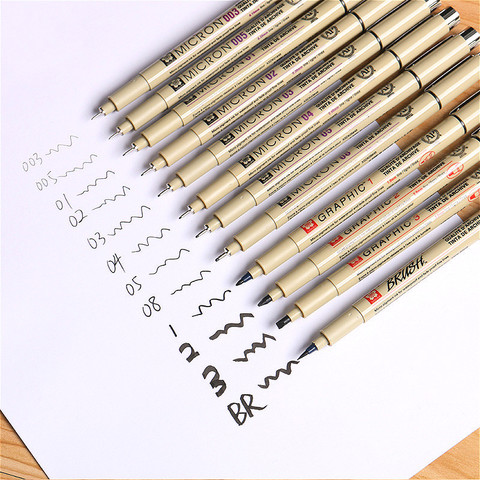 1pcs Pigment Pigma Micron Ink Marker Pen 0.05 0.1 0.2 0.3 0.4 0.5 0.6 0.8 Different Tip Black Fineliner Sketching Art Marker ► Photo 1/6