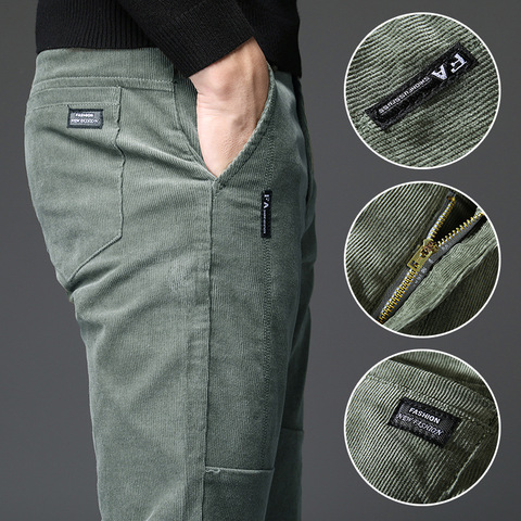 Winter Pants Men Trousers Military Green Pants 2022 Out Door Corduroy Slim Casual Trousers Male Black Office Work Pants Big Size ► Photo 1/6