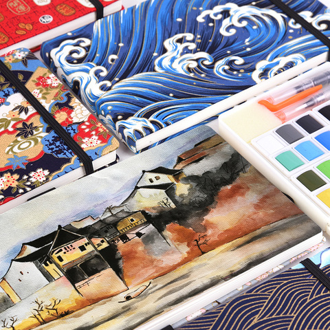 220g Japan Cotton Watercolor Paper Drawing Book 21*13.5cm Travel Hand Book Sketch Pad Hot Stamping Sketchbook Painting N666 ► Photo 1/4