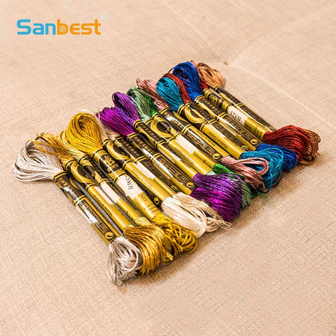 Sanbest Metallic Cross Stitch Thread Shiny Effect Embroidery Threads DIY Decor Hand Knitting Crafts Floss Sewing TH00042 ► Photo 1/6