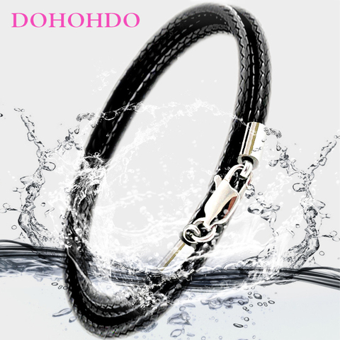 1mm 1.5mm 2mm 3mm Leather Cord Necklace Chain Stainless Steel Lobster Clasp Connector Waxed Rope For Men Women Jewelry Making ► Photo 1/6