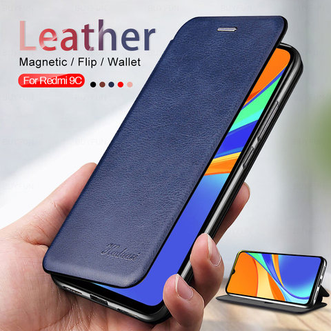 readmi 9c nfs case book style luxury leather magentic flip case for xiaomi redmi 9c 9 c c9 coque fundas on redmi9c nfc caso etui ► Photo 1/6